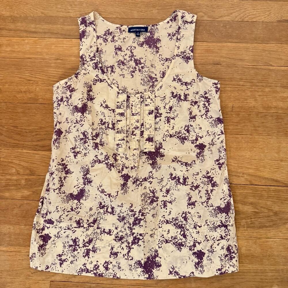 Martin & Osa cream plum silk blend sleeveless blouse shirt top size 0
b32